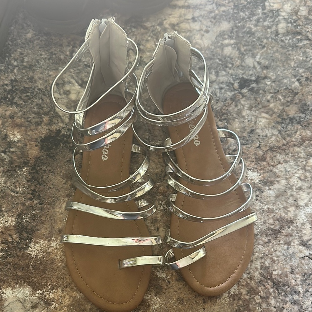 Silver Strappy Sandals